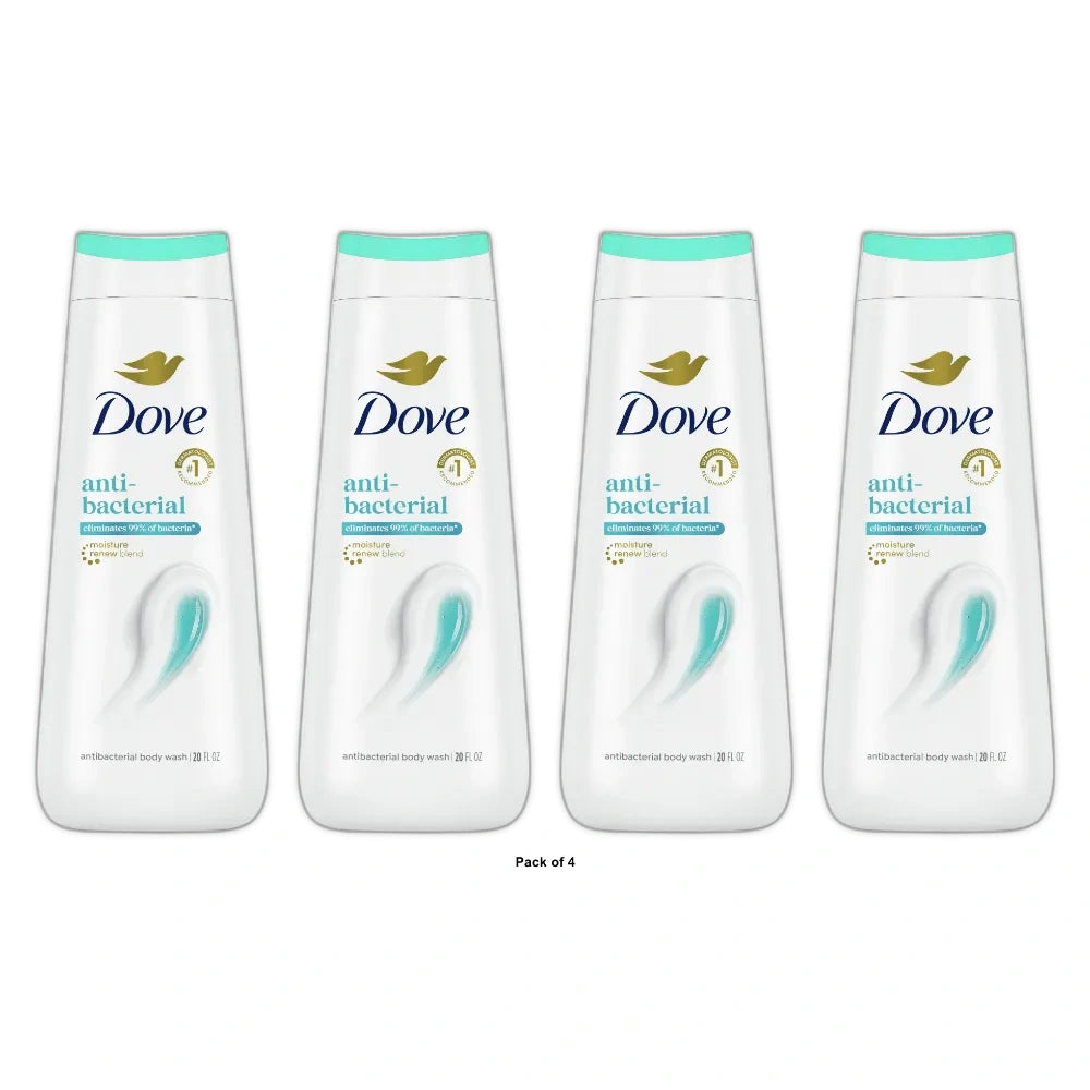 Dove Body Wash Antibacterial Care, Effectively Cleanses & Eliminates 99% of Bact 20 OZ(Pack of 4)
