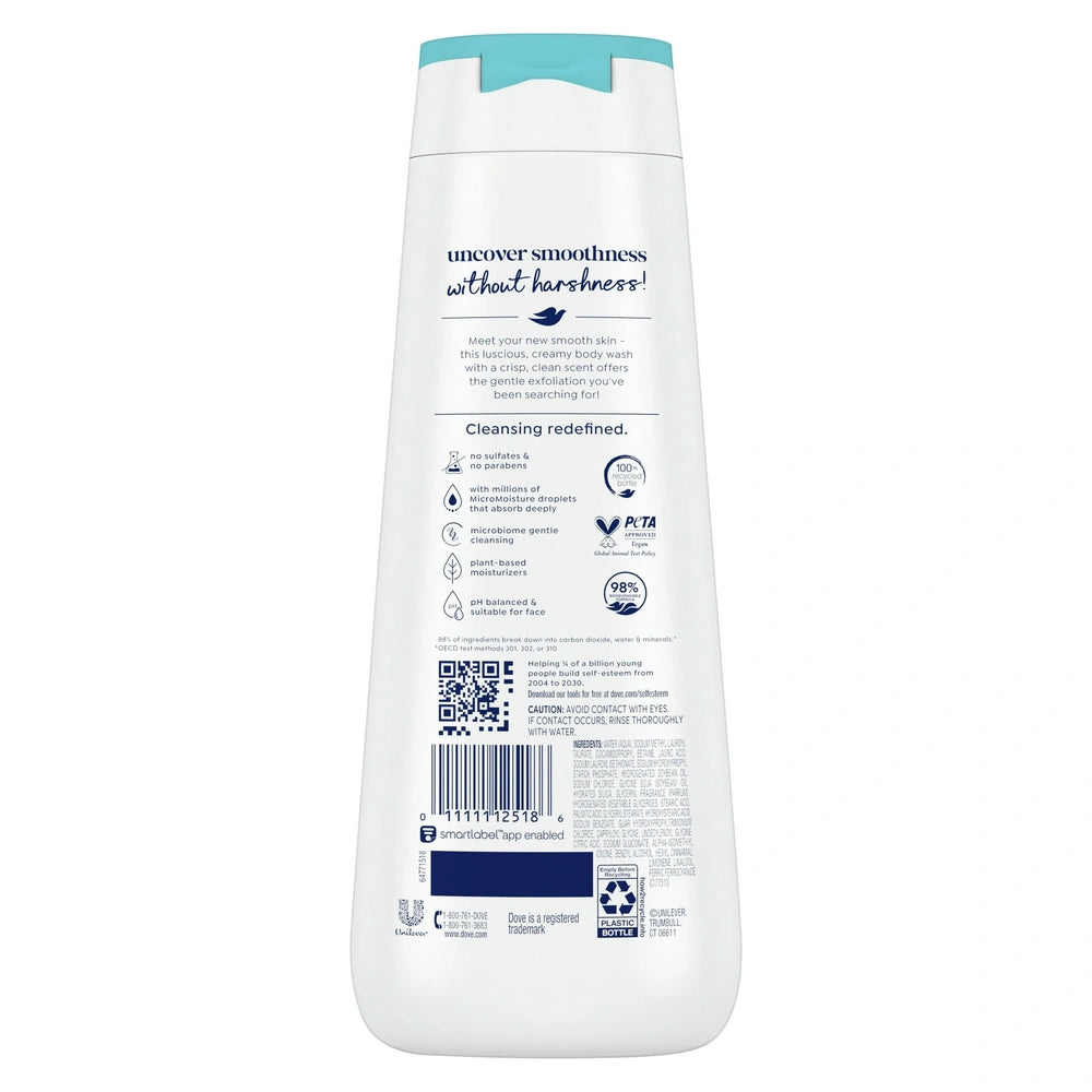 Dove Body Wash for Women Gentle Exfoliating with Sea Minerals All Skin 20 OZ (Pack of 4)