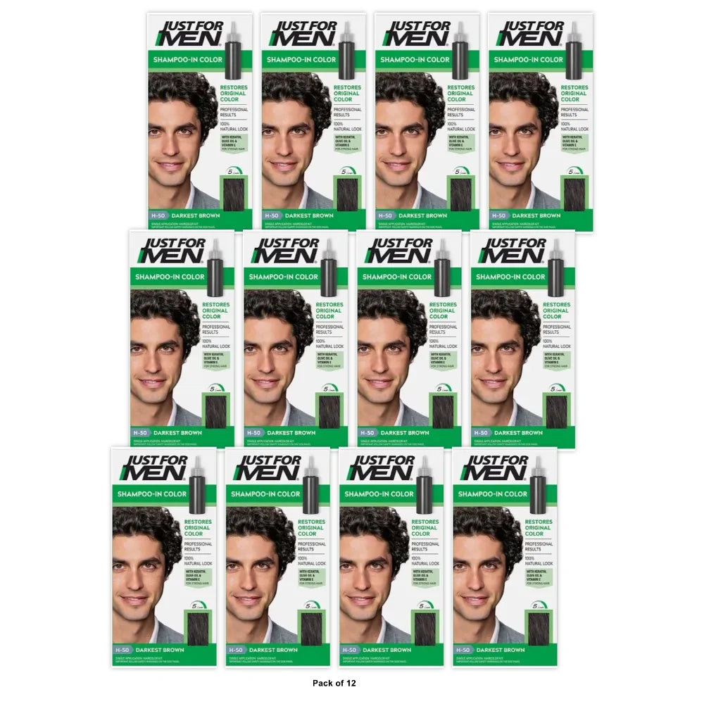 Just For Men Touch of Gray Gray Hair Coloring for Men's with Comb Applicator Gre (Pack of 12)