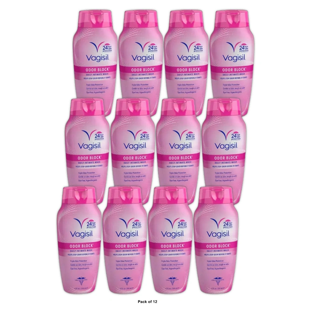 Vagisil Odor Block Daily Intimate Vaginal Feminine Wash 12 OZ (Pack of 12)