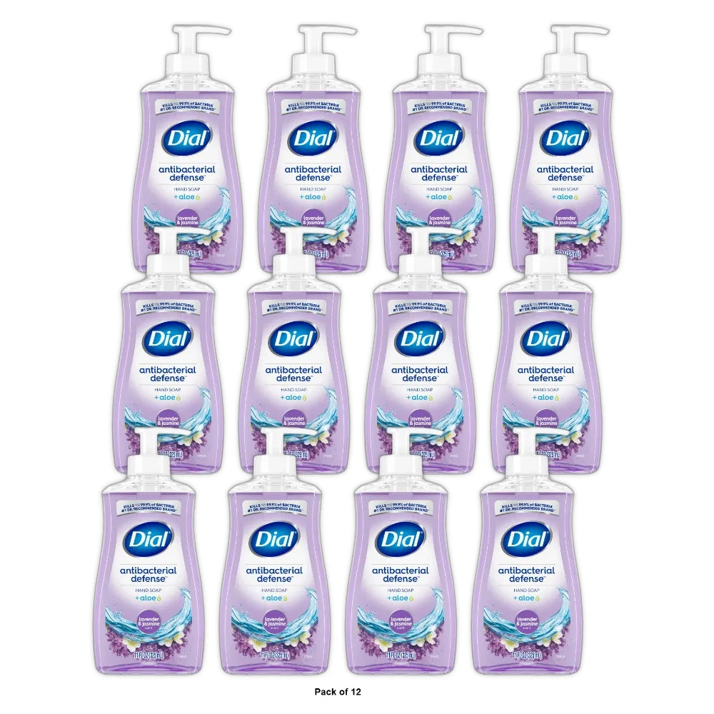 Dial Antibacterial Liquid Hand Soap Lavender & Jasmine Scent 11 fl Oz (Pack of 12)