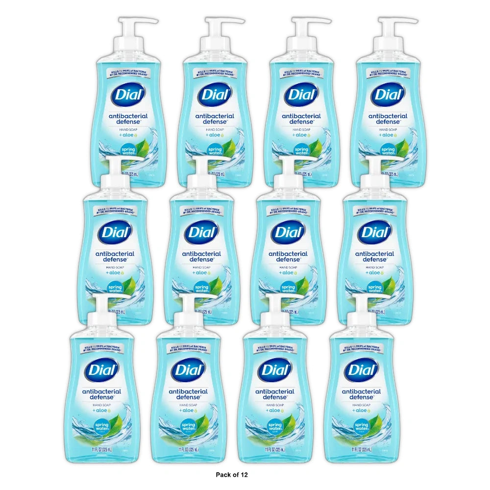 Dial Antibacterial Defense Liquid Hand Soap - Spring Water - 11 fl Oz (Pack of 12)
