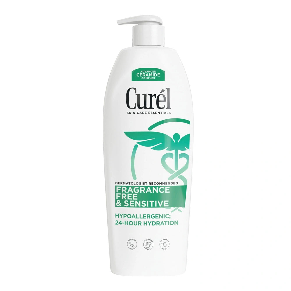 Curel Fragrance Free Body Lotion, Hand Moisturizer For Sensitive Skin, Advanced 20 oz (Pack of 4)