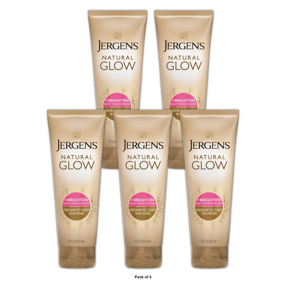 Jergens Natural Glow Daily Moisturizer Self Tanner Body Lotion Sunless Tanning 7.5 OZ (Pack of 5)
