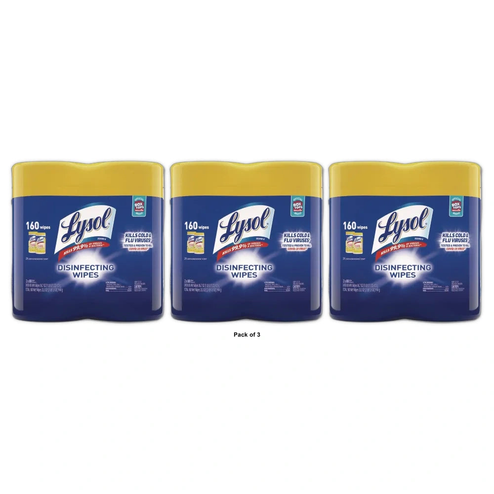 Lysol Disinfectant Wipes Multi-Surface Antibacterial Cleaning Wipes For Disinfecting and Cleaning Lemon and Lime Blossom (Pack of 3)