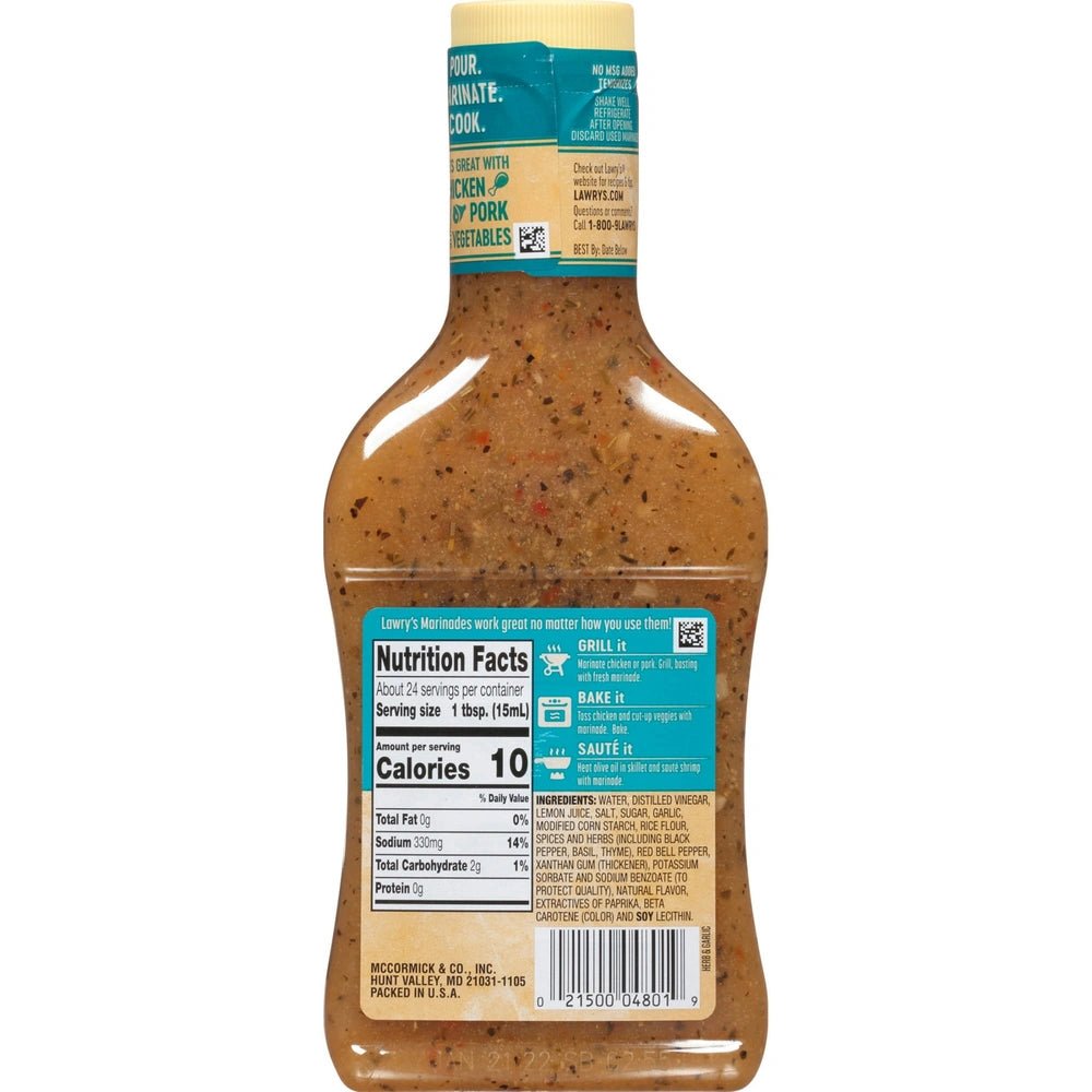 Lawry s Herb & Garlic With Lemon Marinade 12 Fl. Oz (Pack of 6)