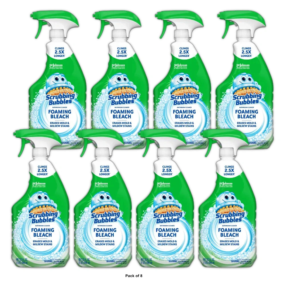 Scrubbing Bubbles Foaming Bleach Bathroom Cleaner Trigger Bottle Fresh Scent 32 oz (Pack of 8)