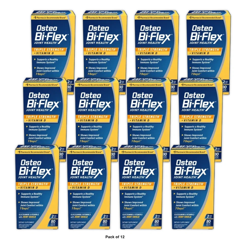 Osteo Bi-Flex Triple Strength & Vitamin D Joint Health Tablets - 80ct 24 Oz (Pack of 12)