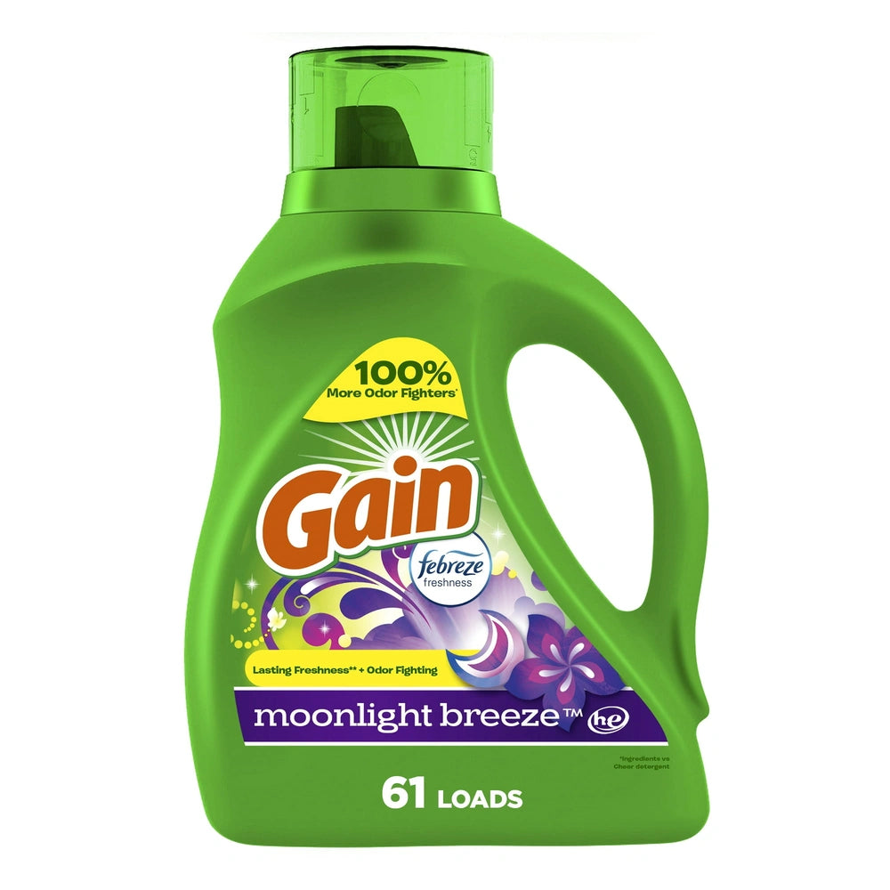 Gain + Aroma Boost Moonlight Breeze Scent HE Compatible Liquid Laundry Detergent 88.0 fl oz (Pack of 4)