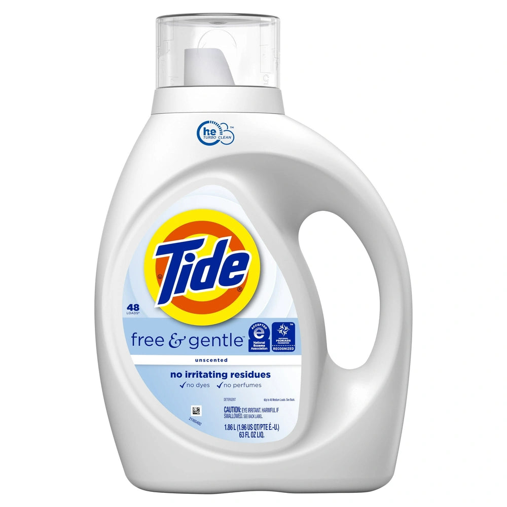 Tide Free & Gentle Liquid Laundry Detergent 48 Loads 63 fl OZ (Pack of 4)