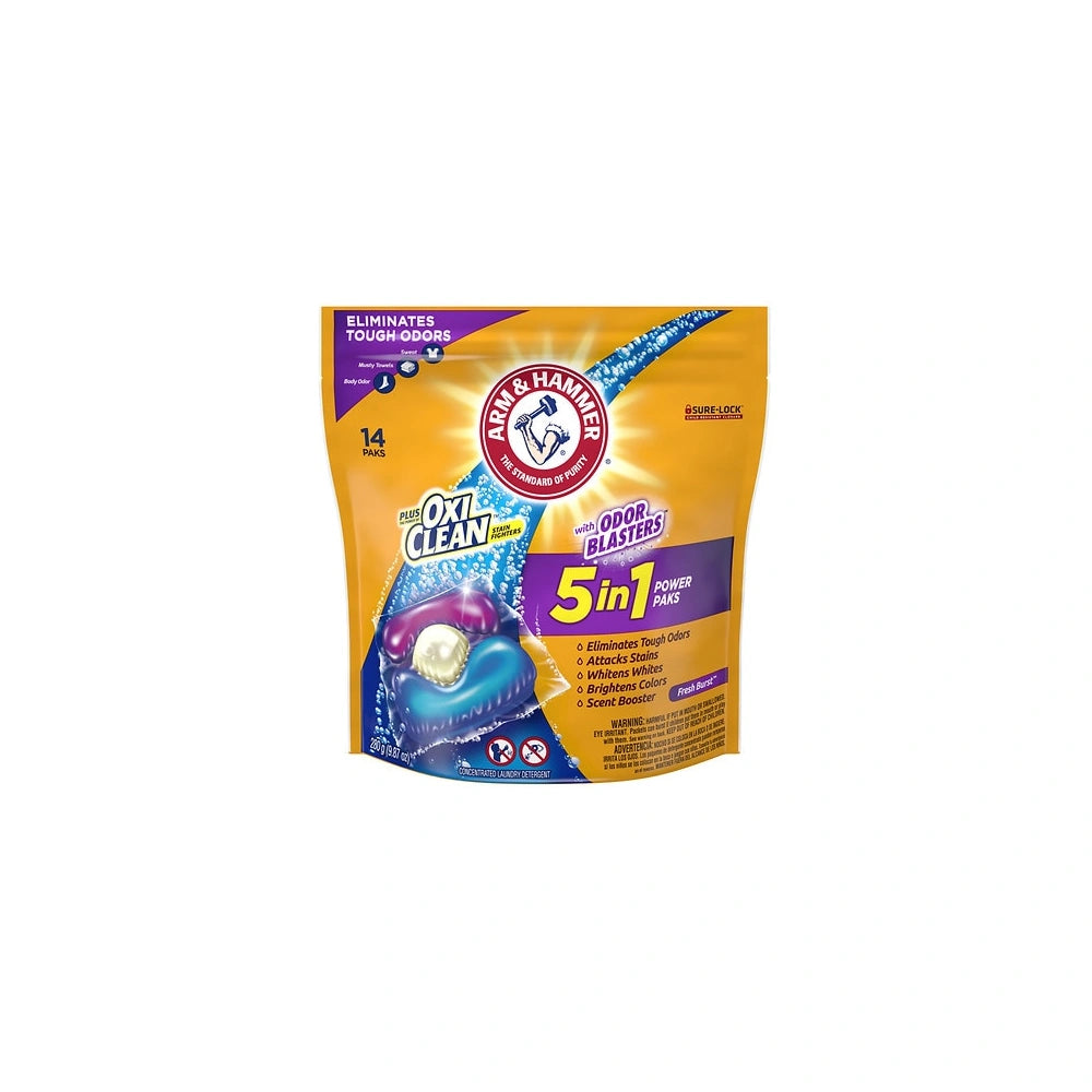 Arm and Hammer Plus OxiClean with Odor Blasters LAUNDRY DETERGENT 5-IN-1 Power P 9.87 OZ (Pack of 4)