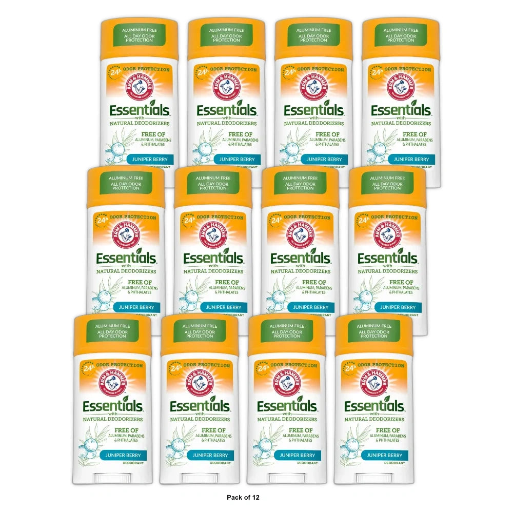 ARM & HAMMER Essentials Deodorant Juniper Berry Made with Natural Deodorizers 2.5 OZ (Pack of 12)