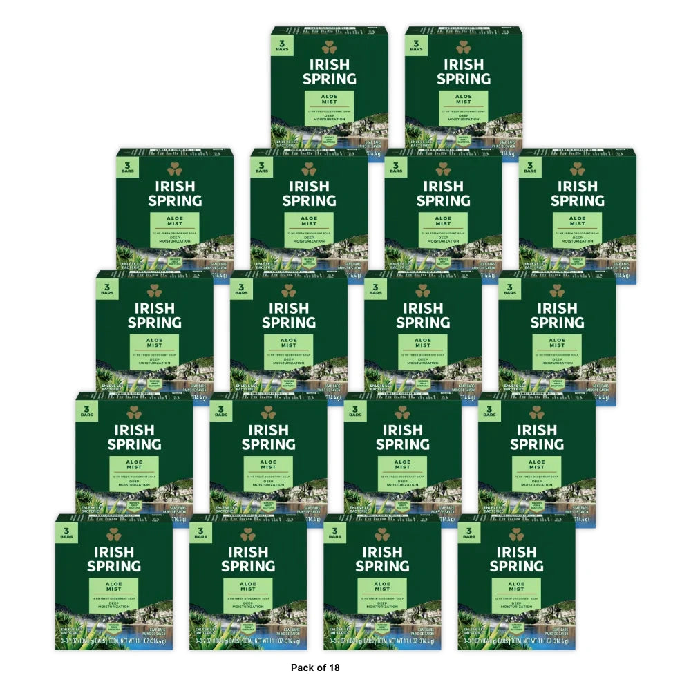 Irish Spring - Deodorant Soap - Aloe 11.1 oz (Pack of 18)