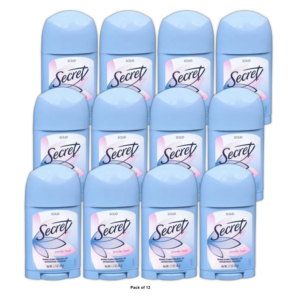 Secret Solid Antiperspirant and Deodorant Shower Powder Fresh 1.7 OZ (Pack of 12)