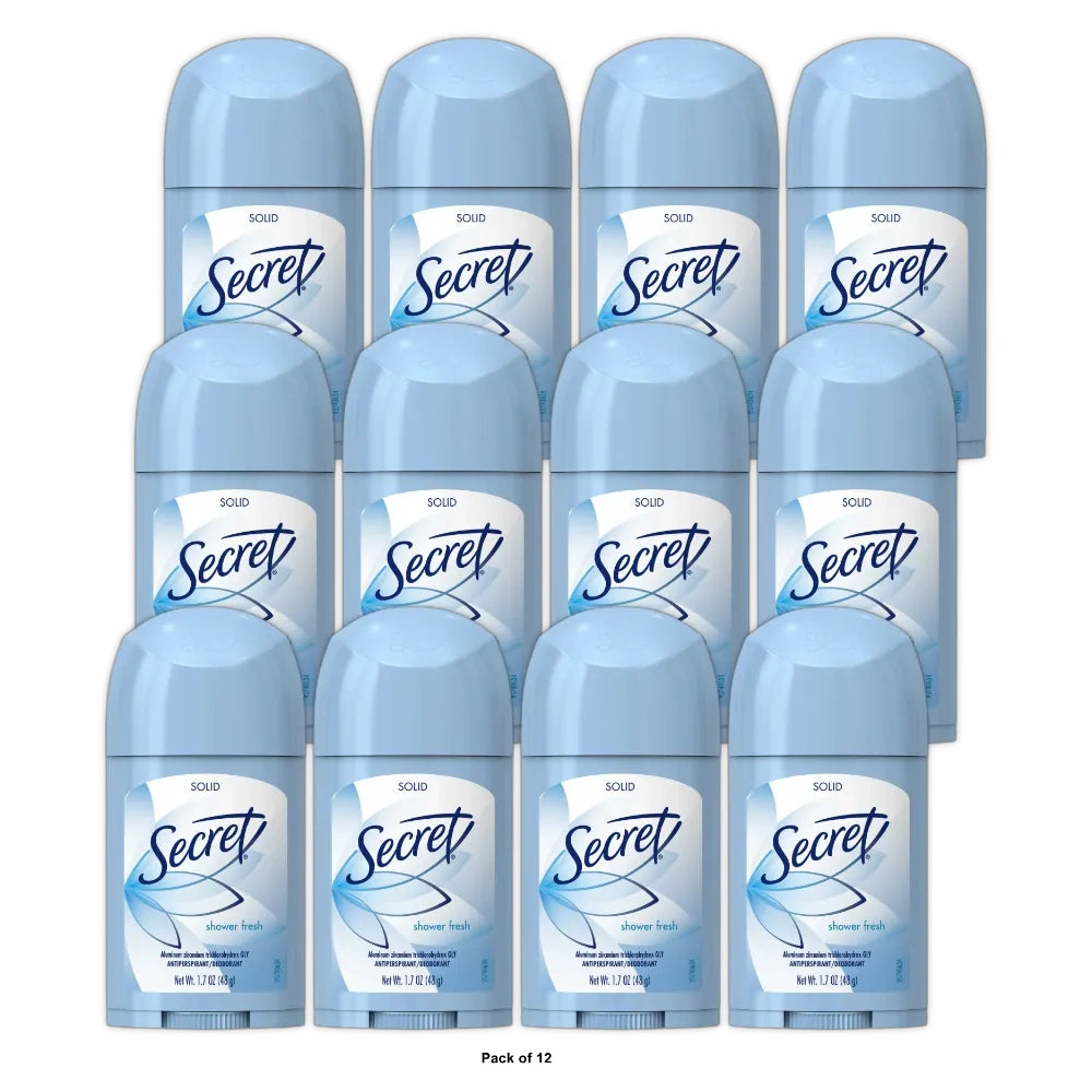 Secret Shower Fresh Wide Solid Antiperspirant and Deodorant 1.7 OZ (Pack of 12)