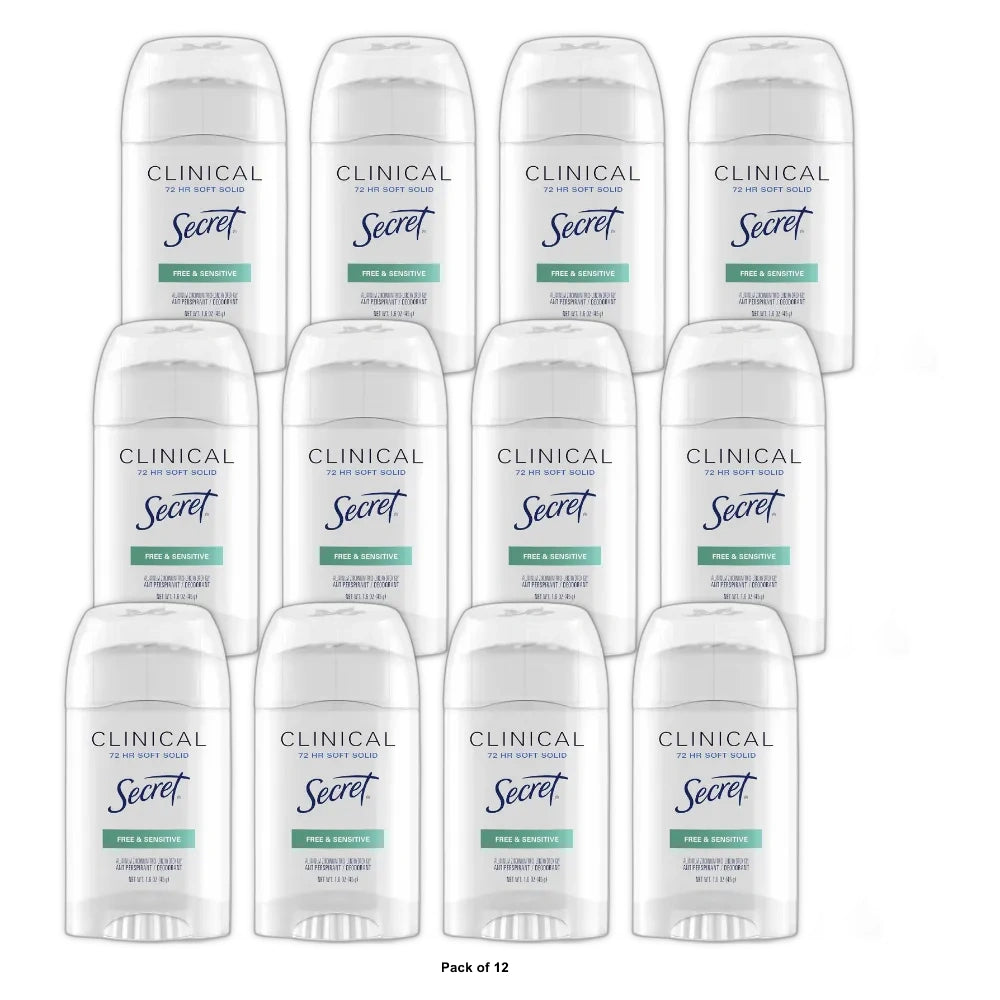 Clinical Strength Smooth Solid Women's Antiperspirant & Deodorant Sensitive Hypo 1.6 OZ(Pack of 12)