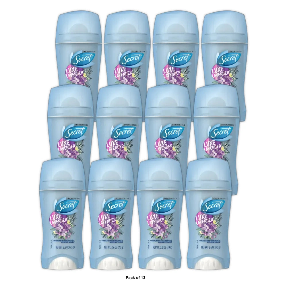 Secret Invisible Solid Antiperspirant and Deodorant Lavender Scent 2.6 OZ (Pack of 12)