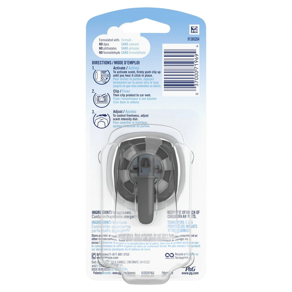 Febreze Auto Odor-Fighting Car Freshener Vent Clip Laundry Fresh 0.06 Oz Car Ve (Pack Of 8)
