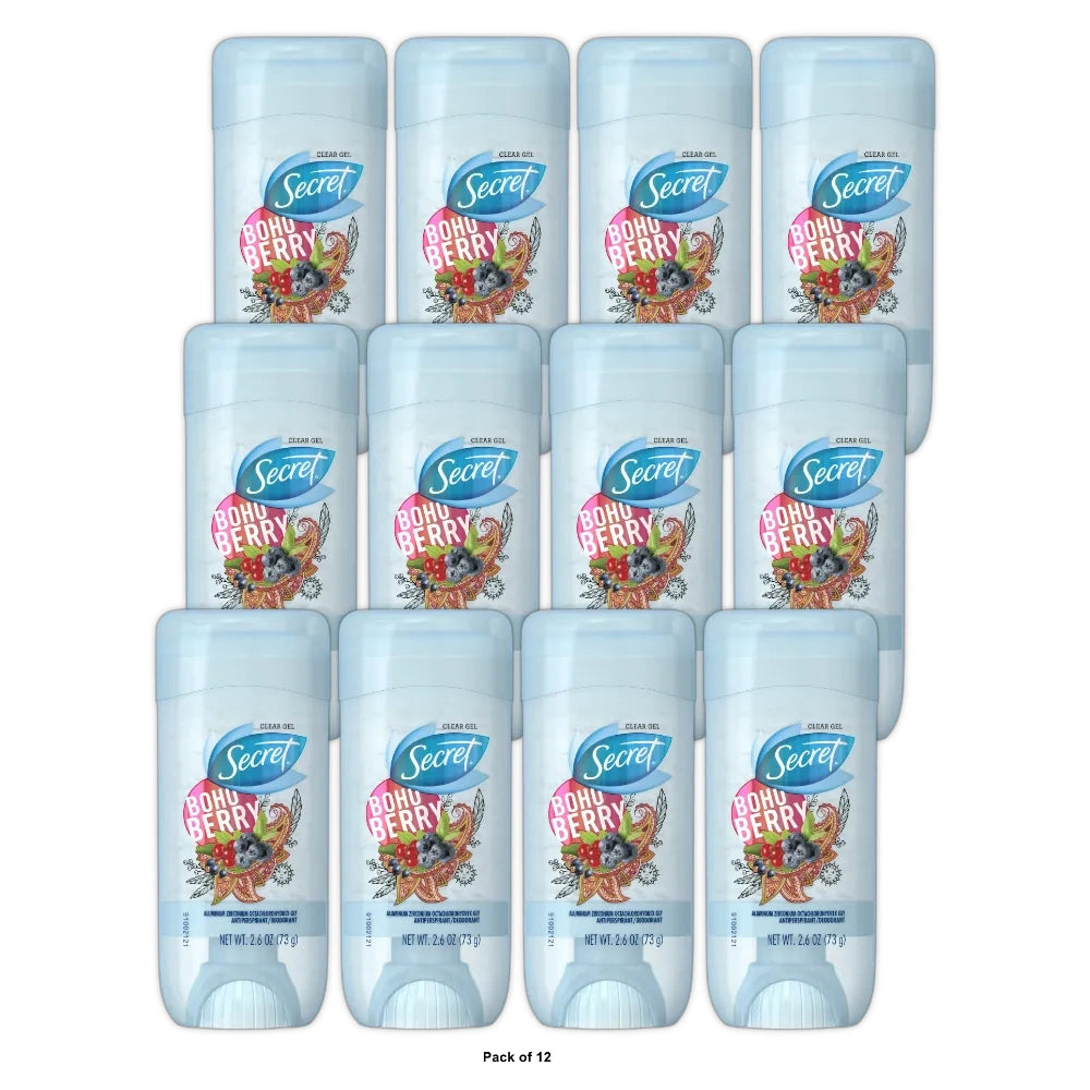 Secret Fresh Antiperspirant Deodorant Clear Gel Berry 2.6 OZ (Pack of 12)
