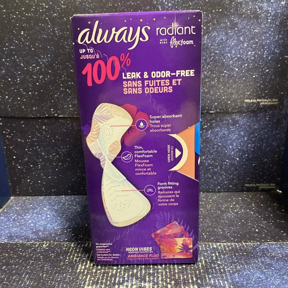 Always Radiant Overnight Sanitary Pads with Wings - Scented - Size 4 - (Pack of 6)