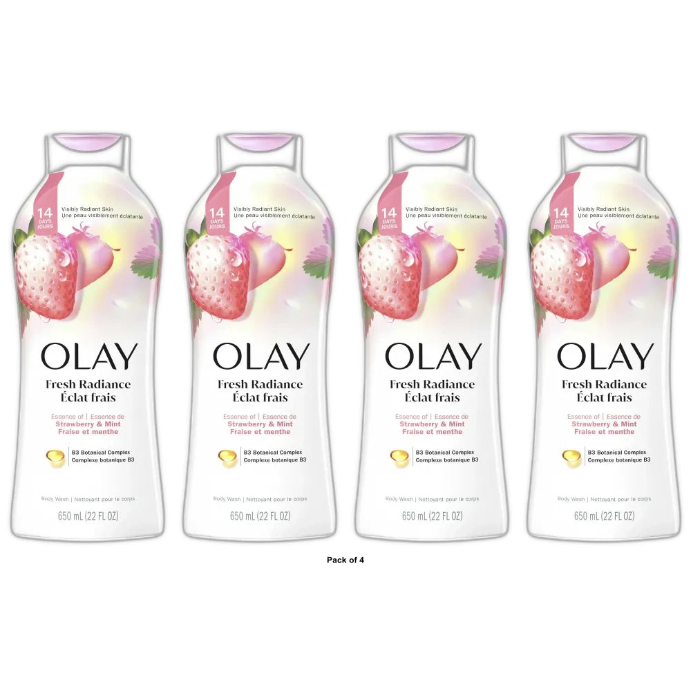 Olay Fresh Outlast Women s Body Wash White Strawberry & Mint 22 fl oz(Pack of 4)