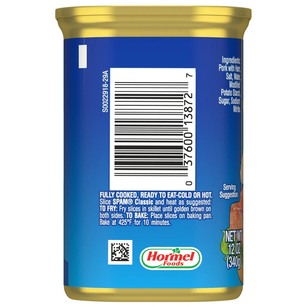 SPAM Classic Lunch Meat - 12 OZ (Pack of 12)