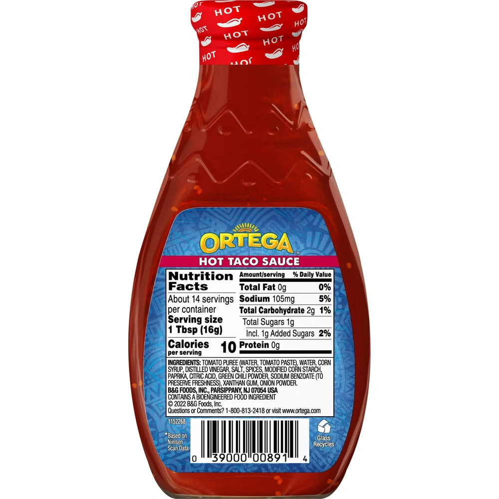 Ortega Original Thick and Smooth Hot Taco and Enchilada Chili Sauce Kosher 8 OZ (Pack of 12)
