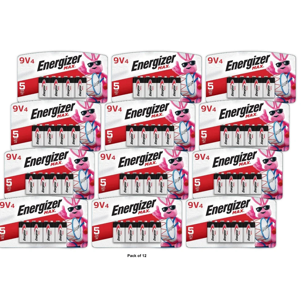 Energizer MAX 9V Batteries 9 Volt Alkaline Batteries (Pack of 12)