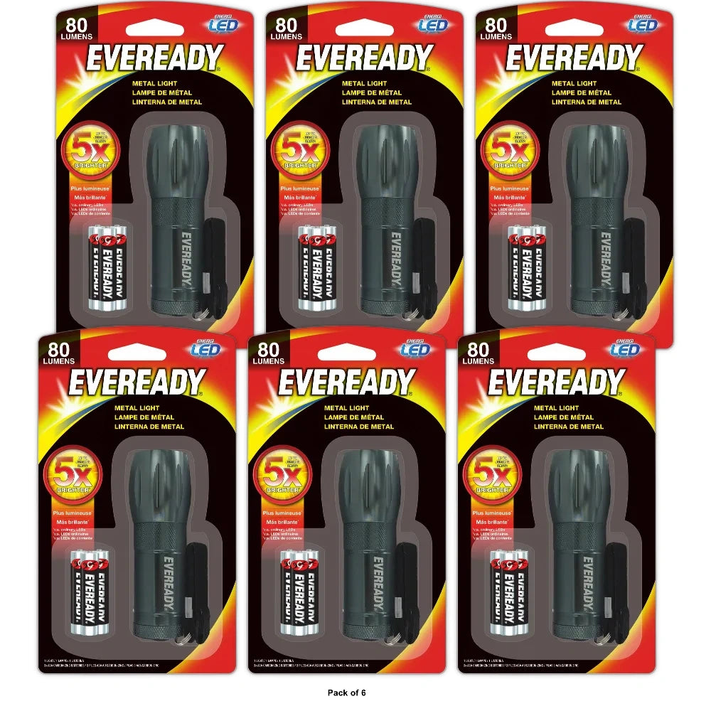 Eveready Compact Metal LED Flashlight (Pack of 6)