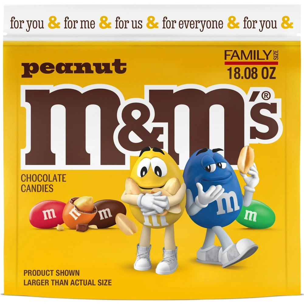M&M's Peanut Family Size Chocolate Candy - 18.08 oz (Pack of 12)