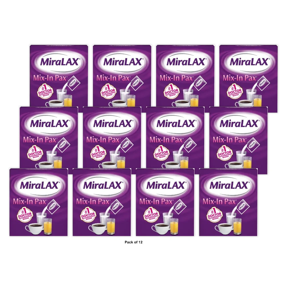 Miralax #1 Physician Recommended Mix-In-Pax Gentle Constipation Relief Laxative (Pack of 12)