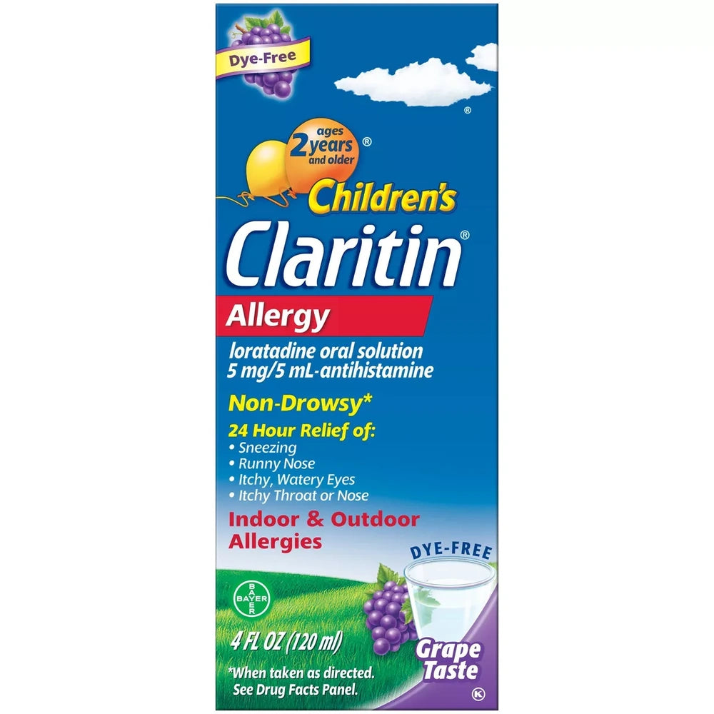Children's Claritin Loratadine Allergy Relief 24 Hour Non-Drowsy Grape Liquid - 4 fl oz (Pack of 12)