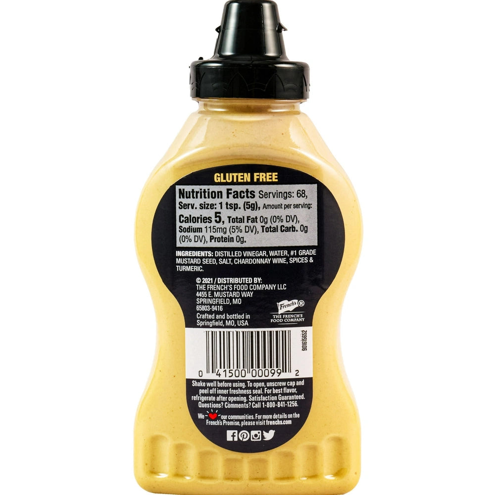 French s No Artificial Flavors Gluten Free Chardonnay Dijon Mustard Squeeze Bott 12 OZ (Pack of 12)