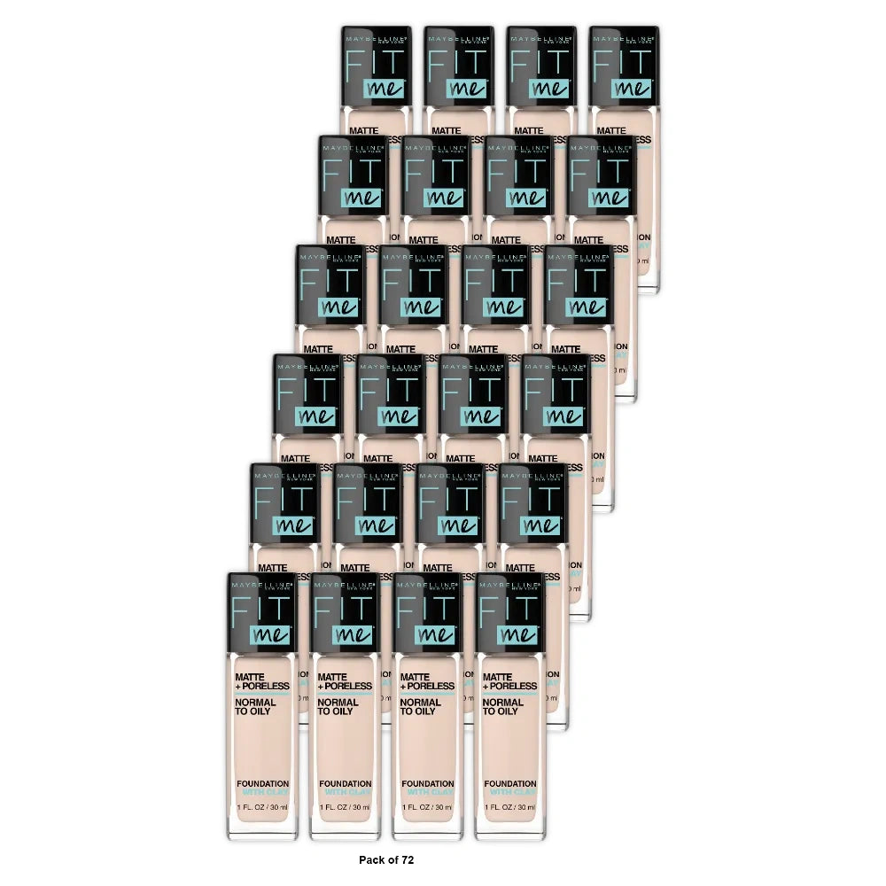 Maybelline Fit Me! Matte + Poreless Foundation, Natural Ivory, 1 fl Oz (Pack of 72)