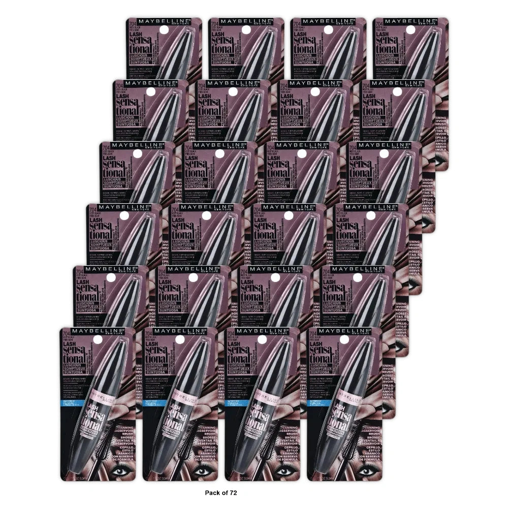 Maybelline Lash Sensational Luscious Waterproof Mascara, Very Black, 0.3 Oz (Pack of 72)