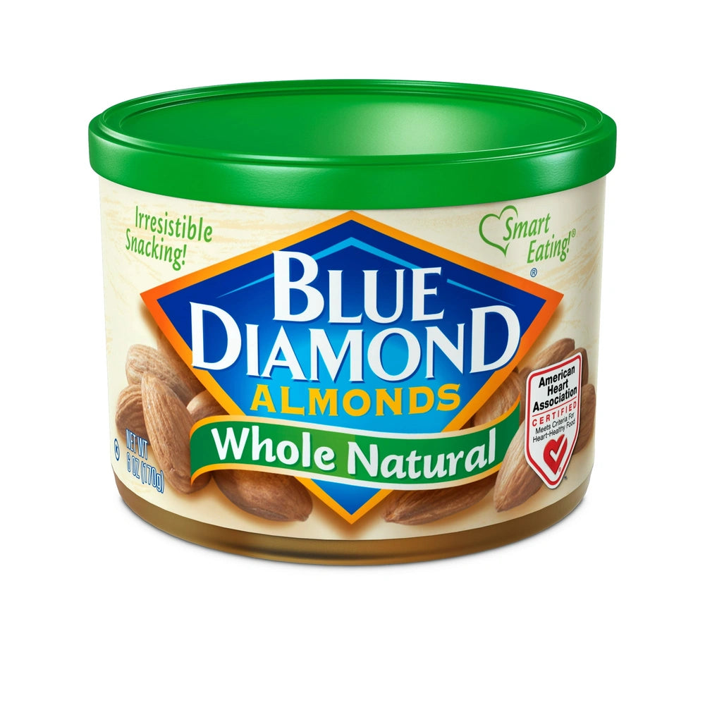 Blue Diamond Almonds, Raw Whole Natural, 6 OZ (Pack of 12)