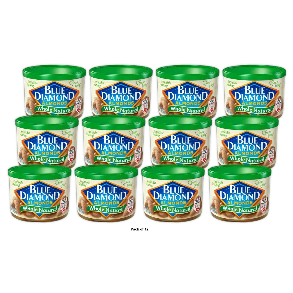 Blue Diamond Almonds, Raw Whole Natural, 6 OZ (Pack of 12)