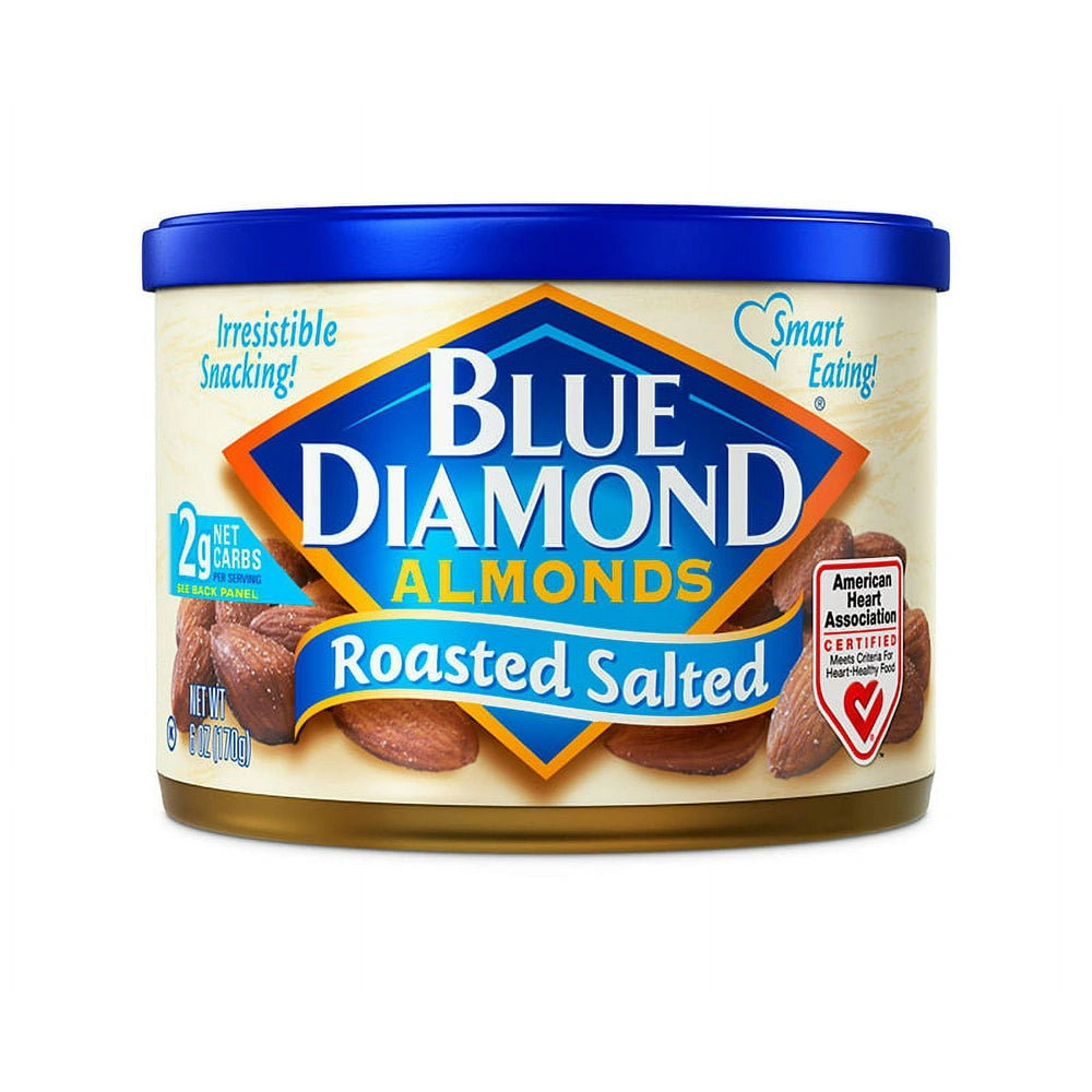 Blue Diamond Almonds, Roasted Salted Snack Nuts, Can 6 OZ (Pack of 12)