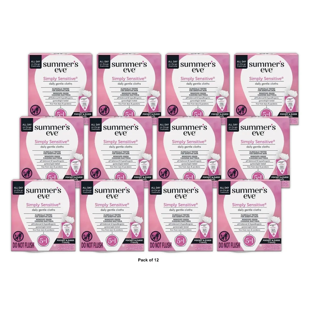 Summer's Eve Feminine Wipes, Simply Sensitive (Pack of 12)
