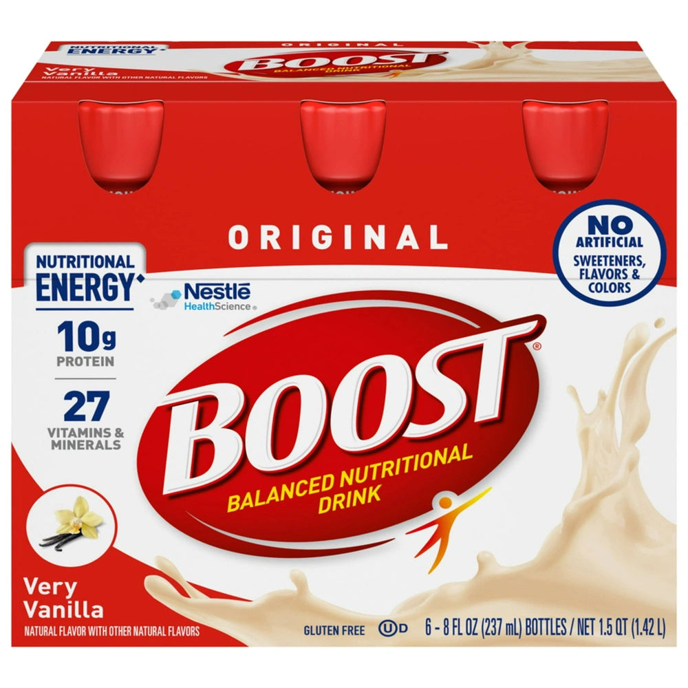BOOST Original Balanced Nutritional Drink Very Vanilla 10 g Protein 6 - 8 fl OZ (Pack of 4)