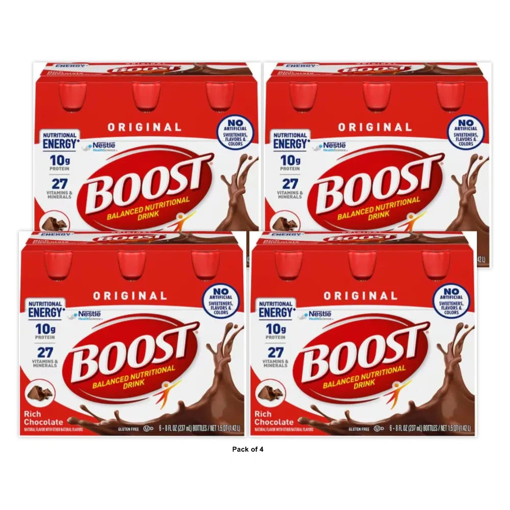 BOOST Original Nutritional Drink Rich Chocolate 10 g Protein 6 - 8 fl OZ (Pack of 4)