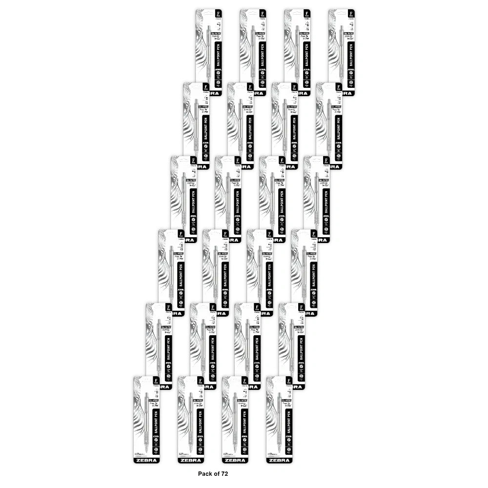 Zebra Pen F-701 Stainless Steel Ballpoint Retractable Pen Black Ink Fine Point (Pack of 72)