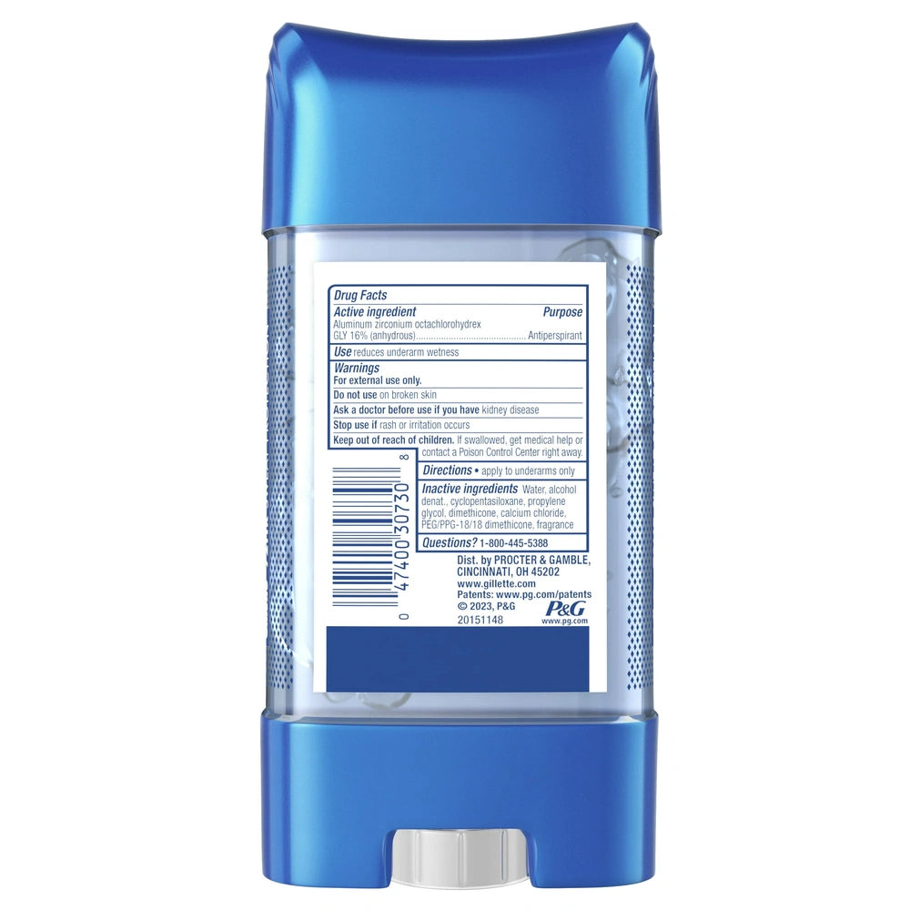 Gillette Antiperspirant and Deodorant for Men - Clear Gel, Artic Ice, 3.8 OZ (Pack of 12)