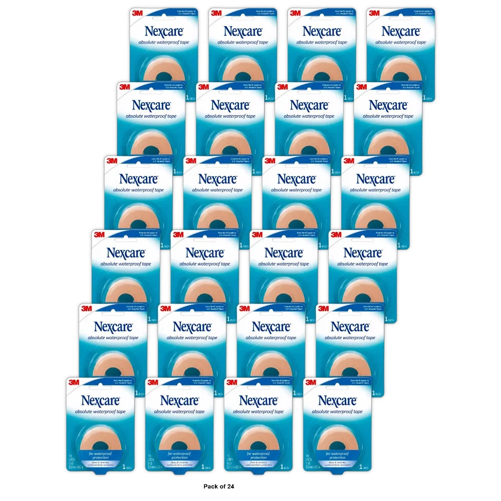 Nexcare Absolute Waterproof First Aid Tape, 1-Inch X 5-Yard Roll (B000Fnhov0) 0.5 Oz (Pack Of 24)