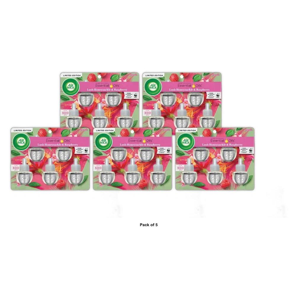 Air Wick Scented Oil Refill Lush - Honeysuckle and Raspberry - 3.38 fl (Pack of 5)