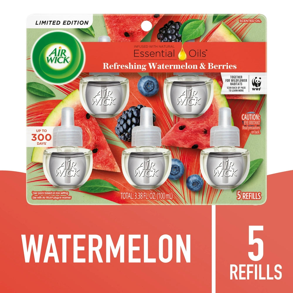 Air Wick - Scented Oil Air Freshener Refill - Watermelon & Berries - 3.35 fl / (Pack of 5)