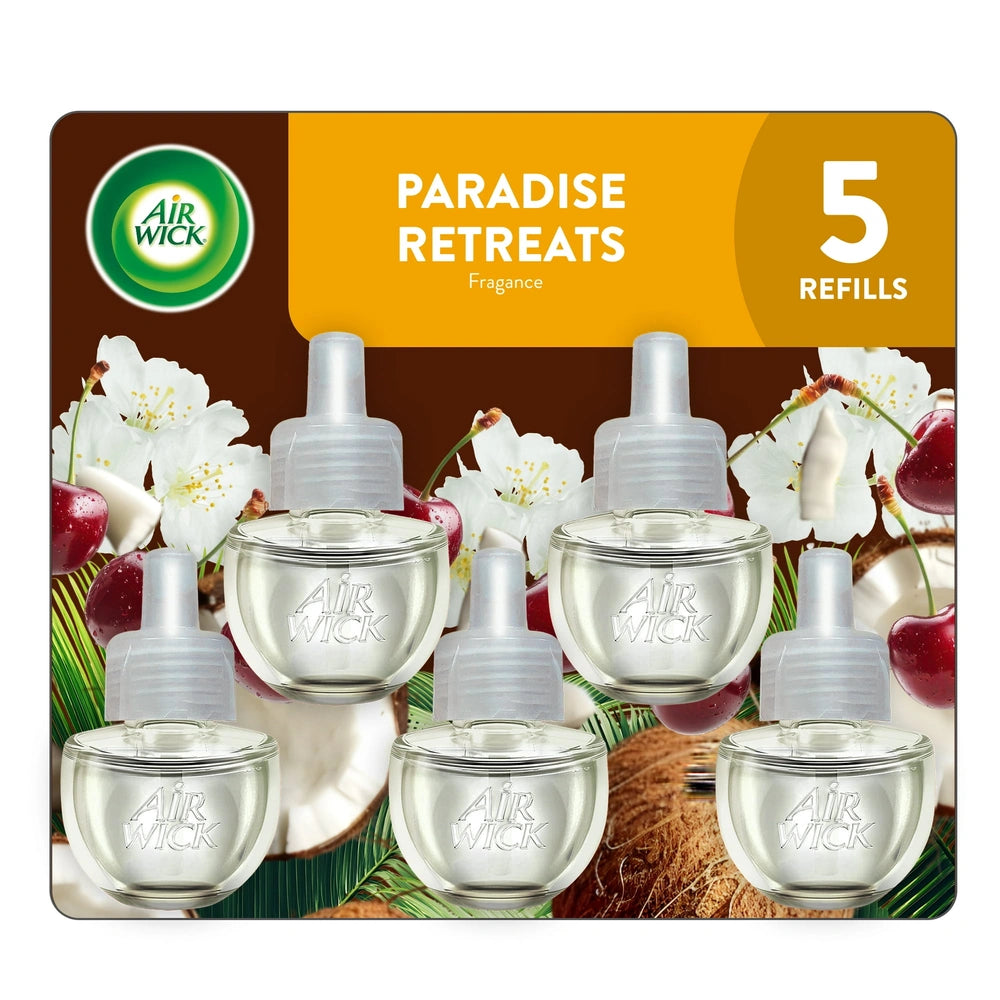 Air Wick Plug in Scented Oil Refill 5 Count Paradise Retreat Scent Air Freshe (Pack of 5)