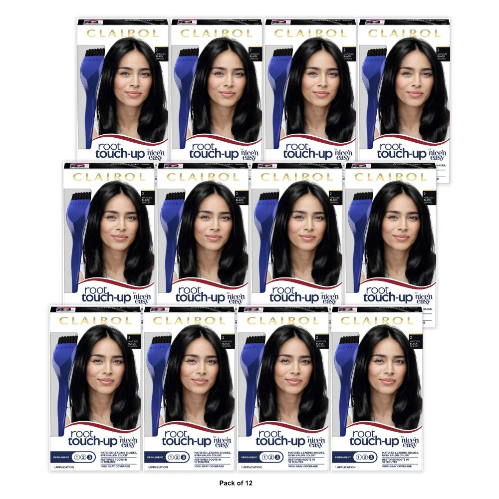 Clairol Root Touch-Up Permanent Hair Color - 2 Black Hair Dye Kit (Pack of 12)