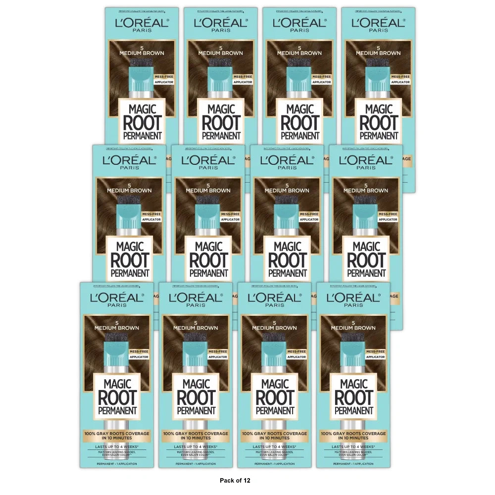 L'Oreal Paris Root Rescue Permanent Hair Color - Medium Brown 5 (Pack of 12)