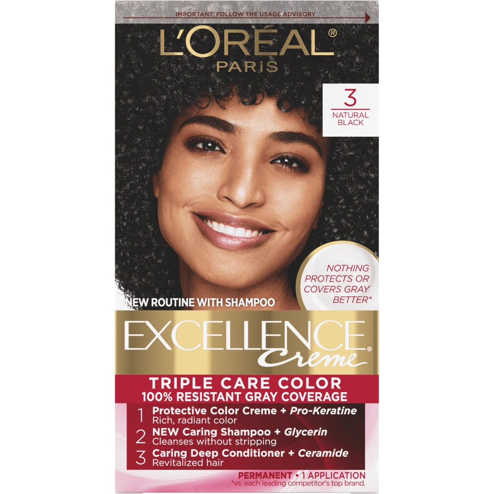 L'Oreal Paris Excellence Creme Triple Protection Color- 3 Natural B- 6.3 fl OZ (Pack of 12)